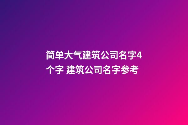 简单大气建筑公司名字4个字 建筑公司名字参考-第1张-公司起名-玄机派